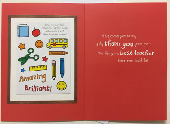 Hallmark Thank You Teacher Card 'with Stickers' Medium