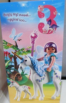 Hallmark Playmobil Age 3 birthday card 