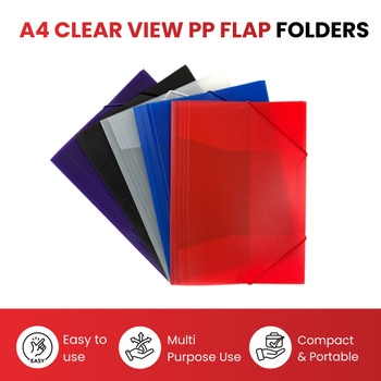 Janrax A4 Clearview Purple 3 Flap Folder with Elasticated Closure