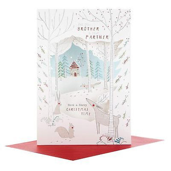 Hallmark Brother and Partner Medium Christmas Card 'Happiness'