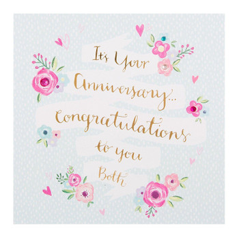 Anniversary Card Congratulations To You Both with Flower Design