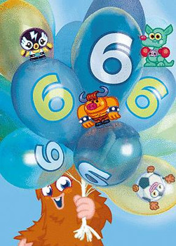 Moshi Monsters 6th Birthday 3D Holographic Greeting Card Blue Sixth Birthday Boy