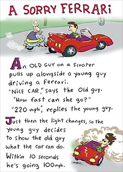 A Sorry Ferrari! Birthday Humour Poem Funny Bottlecap Greeting Card