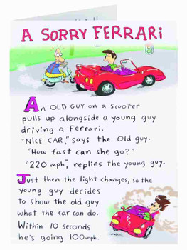 A Sorry Ferrari! Birthday Humour Poem Funny Bottlecap Greeting Card