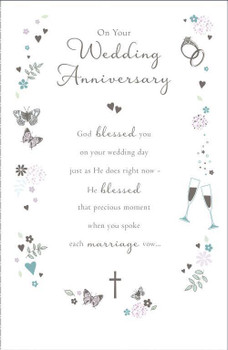 On Your Wedding Anniversary God Blessed  Nice Verse Greeting Card
