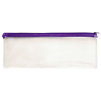 Pack of 12 Janrax 13x5" Purple Zip Clear Exam Pencil Cases