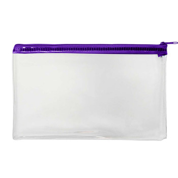 Pack of 12 Janrax 8x5" Purple Zip Clear Exam Pencil Case