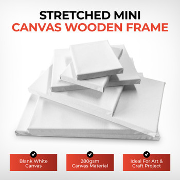 Pack of 5 Stretched Mini Canvas Wooden Frames 280gsm 25x25cm