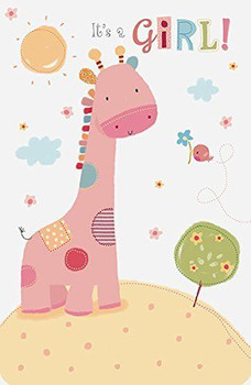 Colourful Animals Giraffe New Baby Girl Birth Congratulations Greeting Card