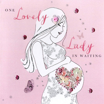 Lady In Waiting Expectant Mum Buttoned Up Greeting Card Button Embellished Cards