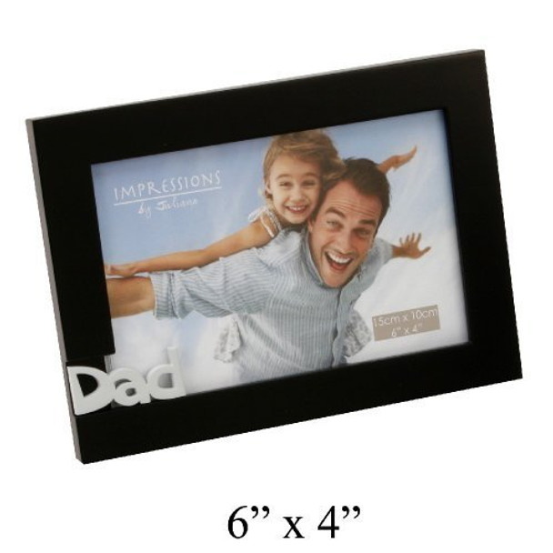 Dad 6" x 4" Cut Out Black Wooden Photo Frame by Juliana