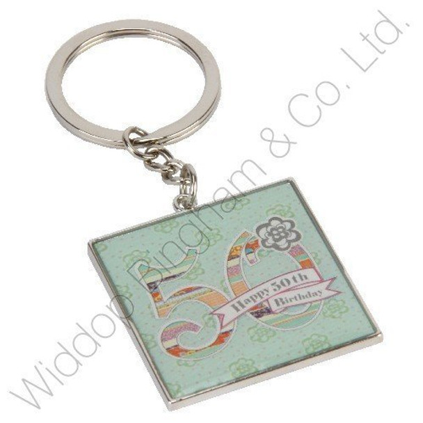 Laura Darrington Patchwork Collection Keyring - 50th Birthday