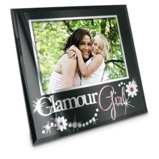 Black Glass Glamour Girl Photo Frame