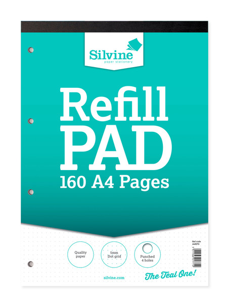 Silvine A4 Ruled 5mm Dot Refill Pads 80 Leaves