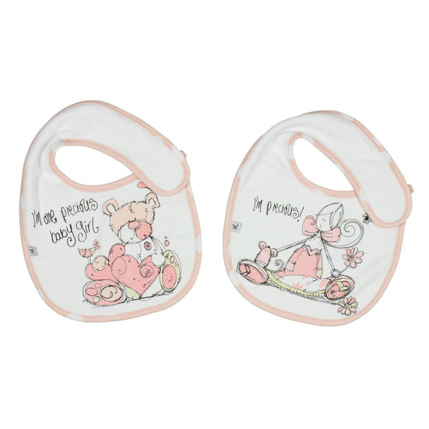 Precious Baby Girl" Set of 2 Bibs In a Gift Box Christmas Birthday Baby Shower Gift