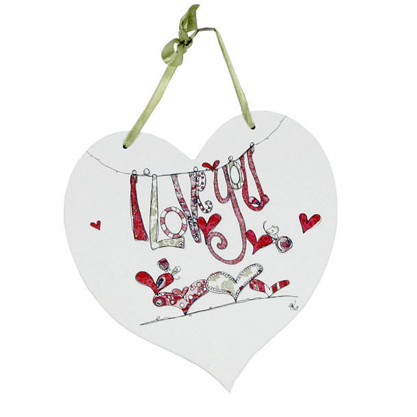Tracey Russell I Love You Heart Shaped Hanging Plaque