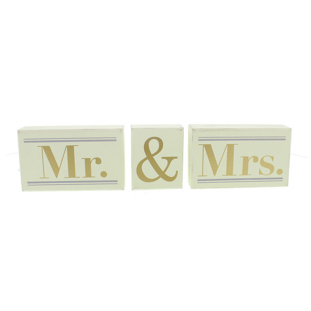 Amore MDF White Mr & Mrs Mantel Blocks