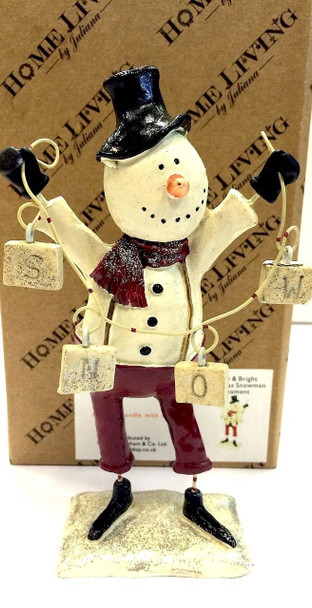 Merry & Bright Christmas Snowman 'Snow' Statue Ornament