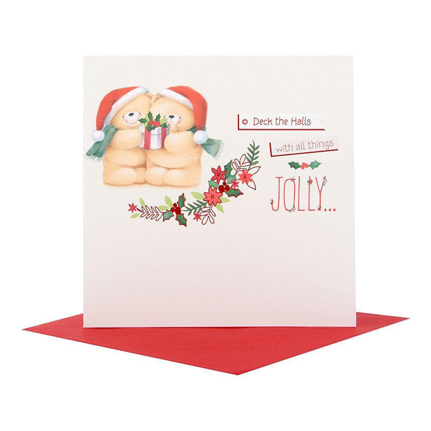 Hallmark Forever Friends Christmas Card 'Deck The Halls' - Small Square