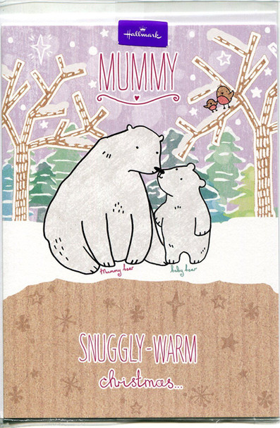 Hallmark Panda Mother & Baby Mummy Snuggly warm Christmas Card