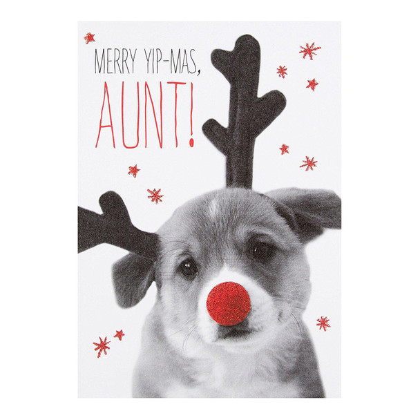 Aunt Christmas Card 'Merry Yip-Mas' 