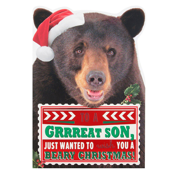 Hallmark Son Christmas Card 'Beary Grrreat'  Medium