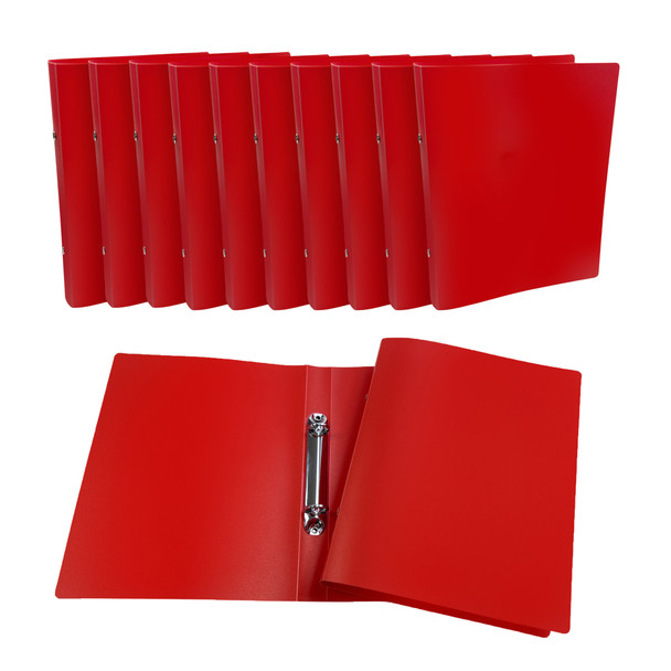 Pack of 12 A5 Red Ring Binder by Janrax