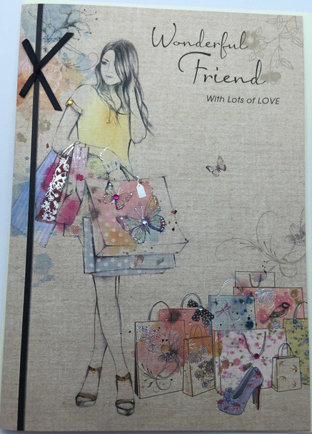 Friend Large Beautiful Glittered Luxury Birthday Card For Her