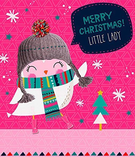 Little Lady Cute Robin With Scarf & Hat Christmas Card