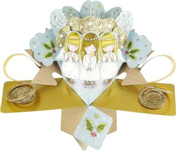 Merry Christmas / Little Angles  Petite Open Christmas Pop Up Card XPOPM036