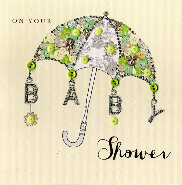 On Your Baby Shower Buttoned Up Greeting Card Button Embellished Cards