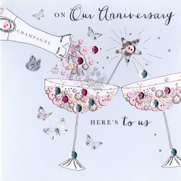 On Our Anniversary Buttoned Up Greeting Card Embellished Cards