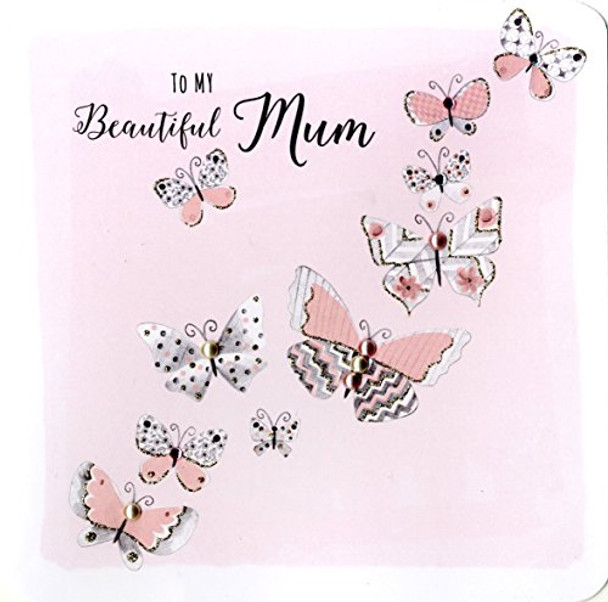 Beautiful Mum Handmade Luxury Crystals & Glitter Mother's Day Card Large