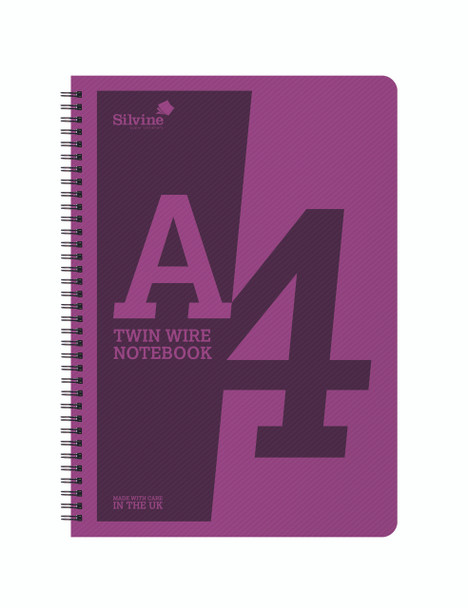 A4 Twin Wirebound Purple Plastic Front Notebook 160 Pages