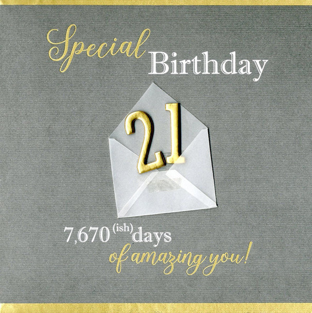 Special 21st Birthday Greeting Card Hand-Finished Notting Hill Cards