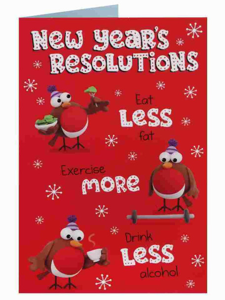New Year's Resolutions Humour Happy New Year Christmas Card