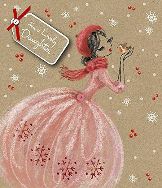 Daughter Luxury Pink Dress Christmas Card