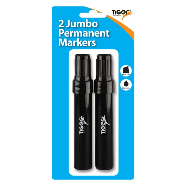 Pack of 2 Jumbo Black Permanent Markers Pack of 2 Jumbo Black Permanent Markers