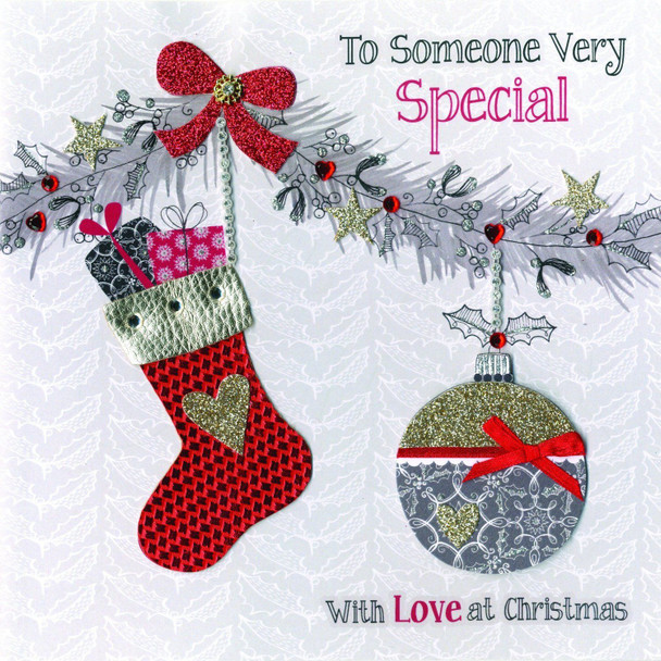 Second Nature "Stocking" Collectable Keepsakes Boxed Christmas Card for Someone Special