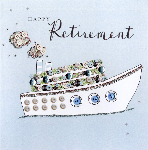 Happy Retirement Buttoned Up Greeting Card Button Embellished Cards