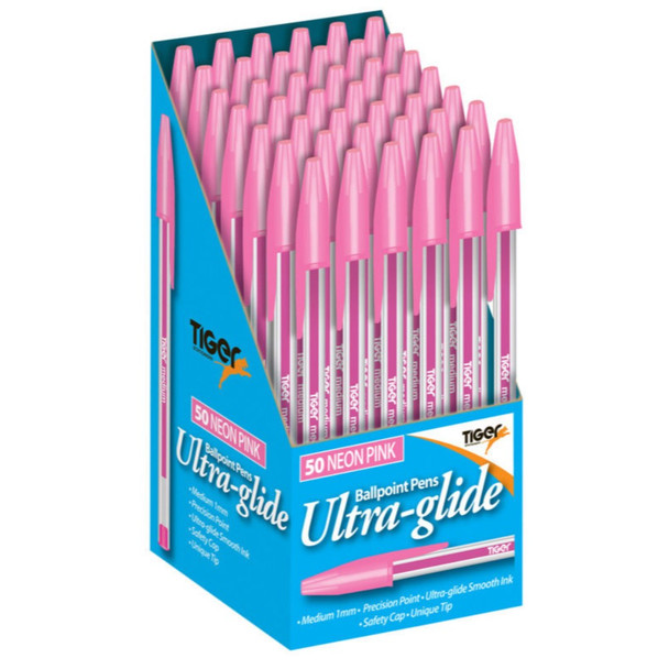 Pack of 50 Neon Pink Ultra-Glide Ballpoint Pens 