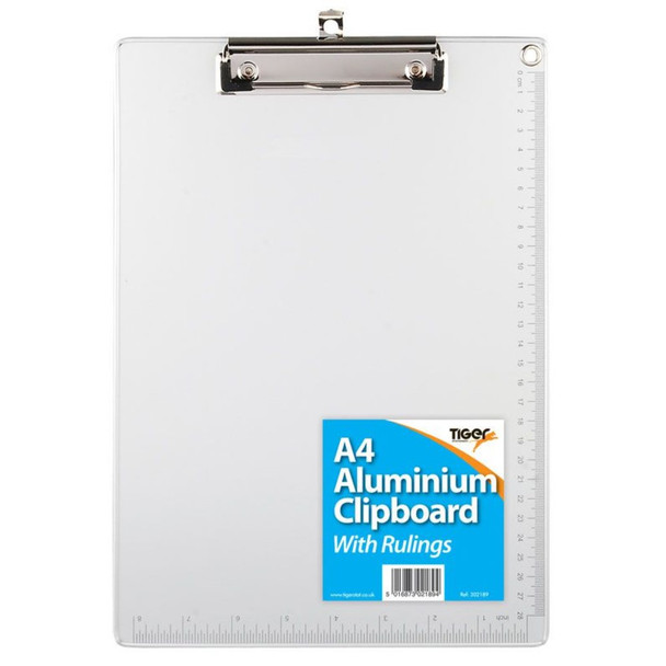 Tiger A4 Aluminium Clipboard with Rulings