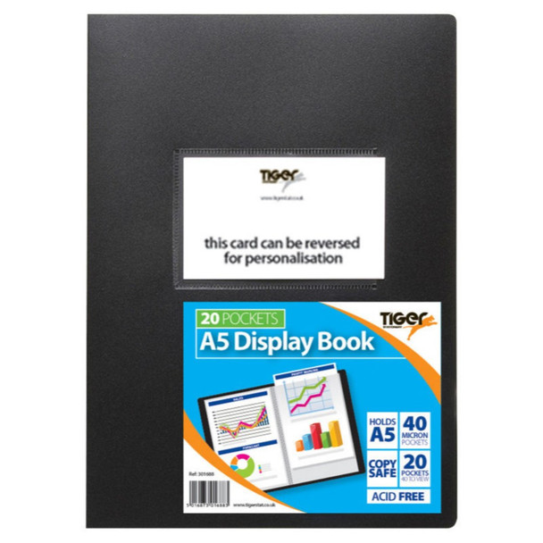 A5 20 Pocket Black Flexicover Display Book