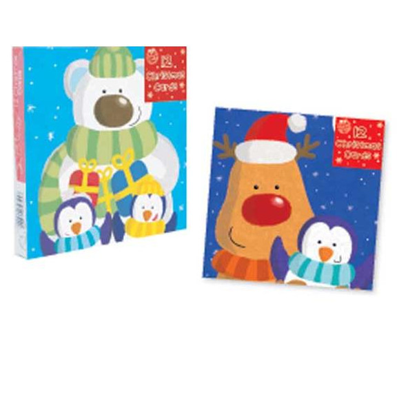 Pack of 12 Luxury Christmas Wishes Greeting Cards Cute Plar Bear Design 