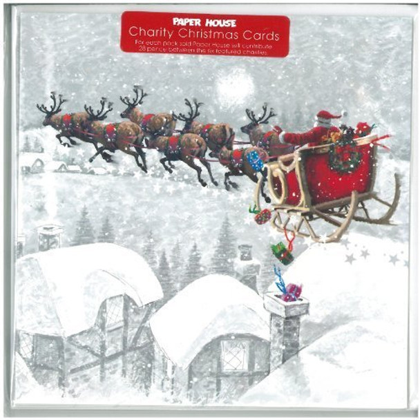 Pack of 6 Quality Charity Christmas Cards Delivering Gifts