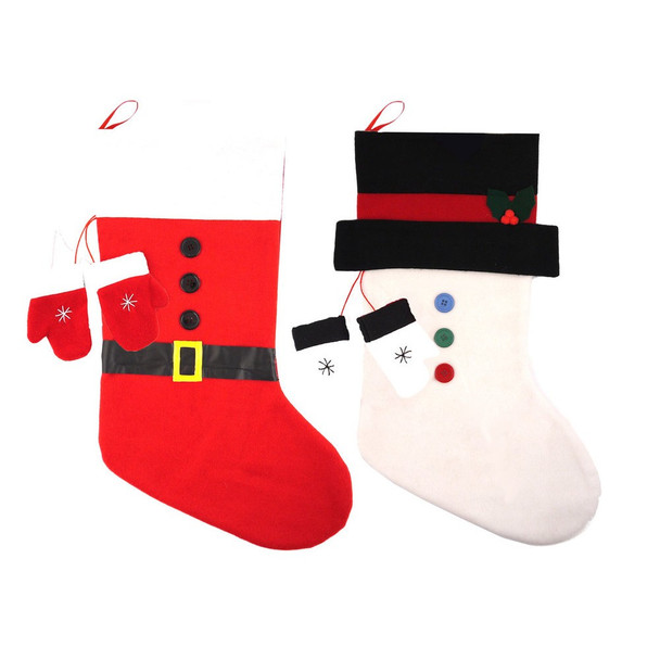 White Snowman Large Luxury Felt Christmas Stocking With Mittens x 1 