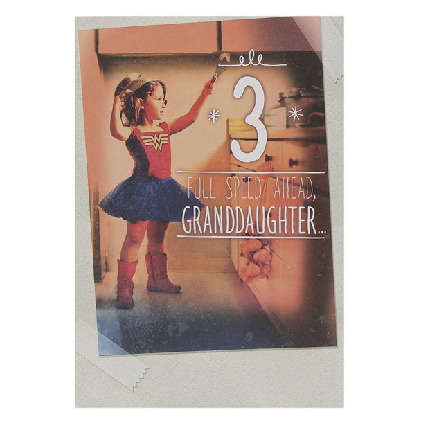 Granddaughter Hallmark Warner Bros Age 3rd Wonderwoman Birthday Card Medium