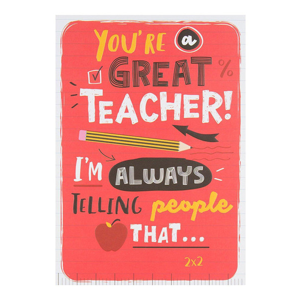 Hallmark Thank You Teacher Card "Great Teacher" Medium