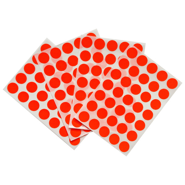 Pack of 140 Fluorescent Red 13mm Round Labels Stickers