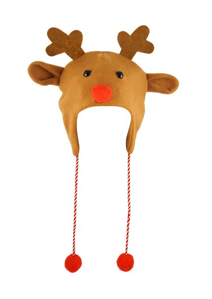 Adult Christmas Reindeer Hat with Pom Poms